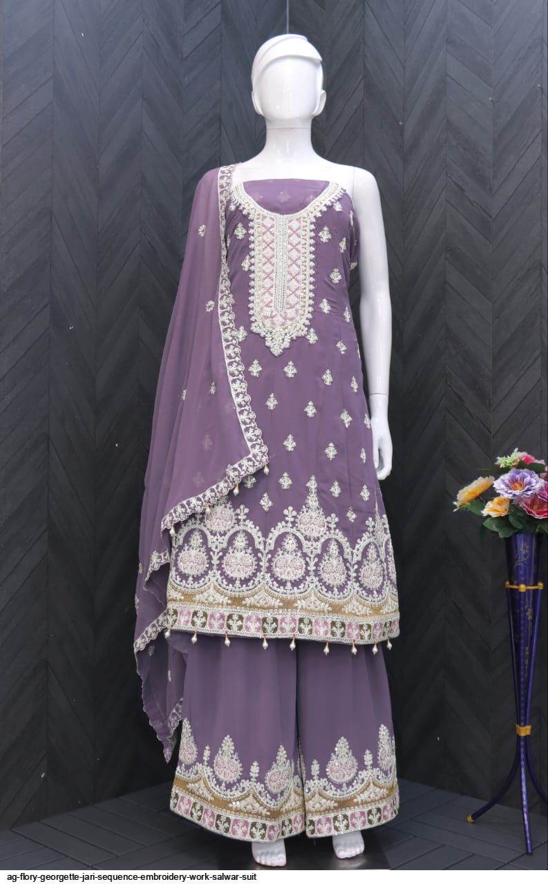 Ag Flory Georgette Jari Sequence Embroidery Work Salwar Suit