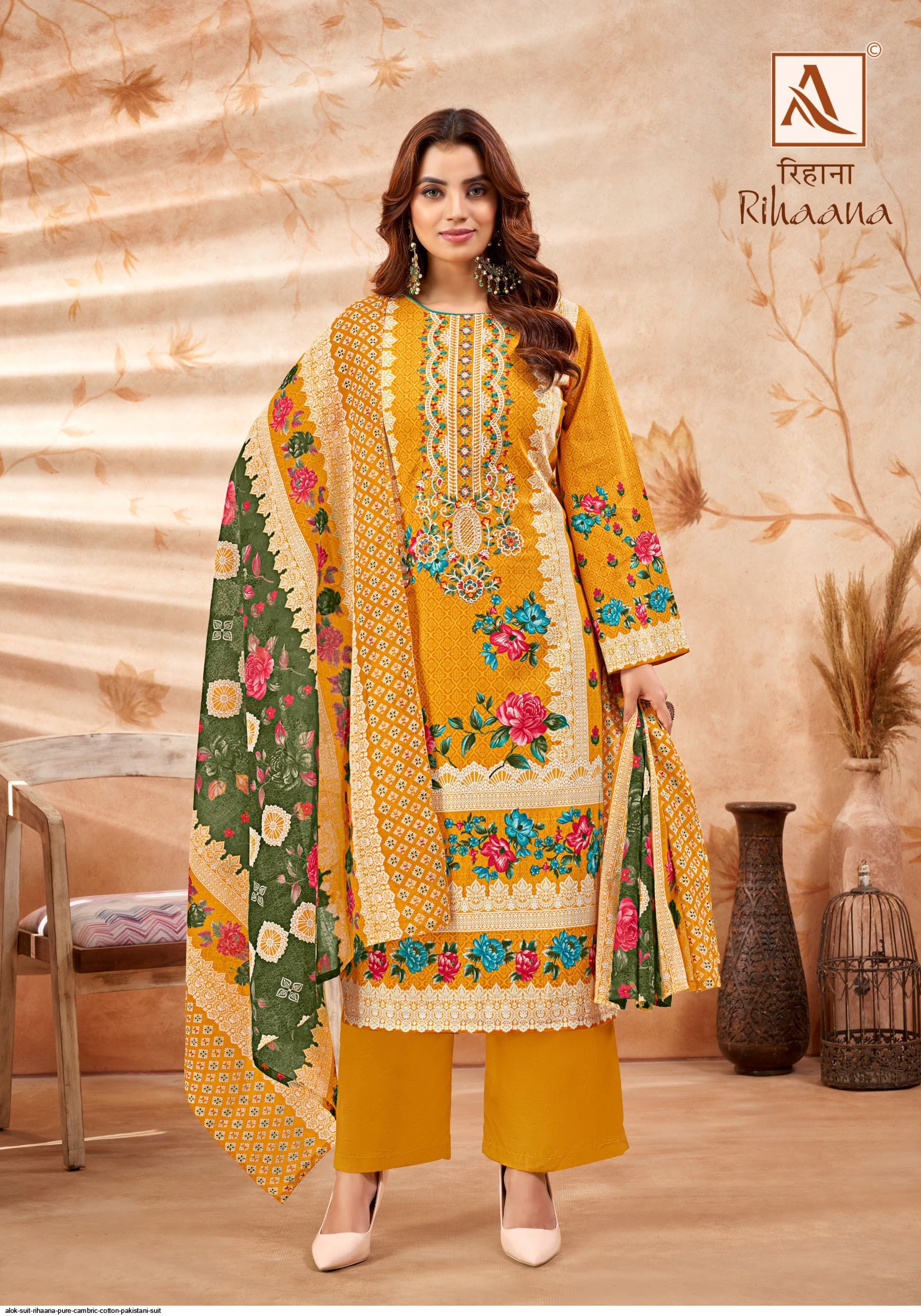 Alok Suit RIHAANA Pure Cambric Cotton Pakistani SUIT