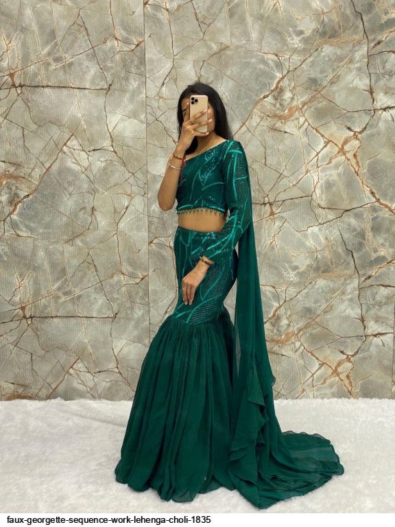 Faux Georgette Sequence Work Lehenga Choli