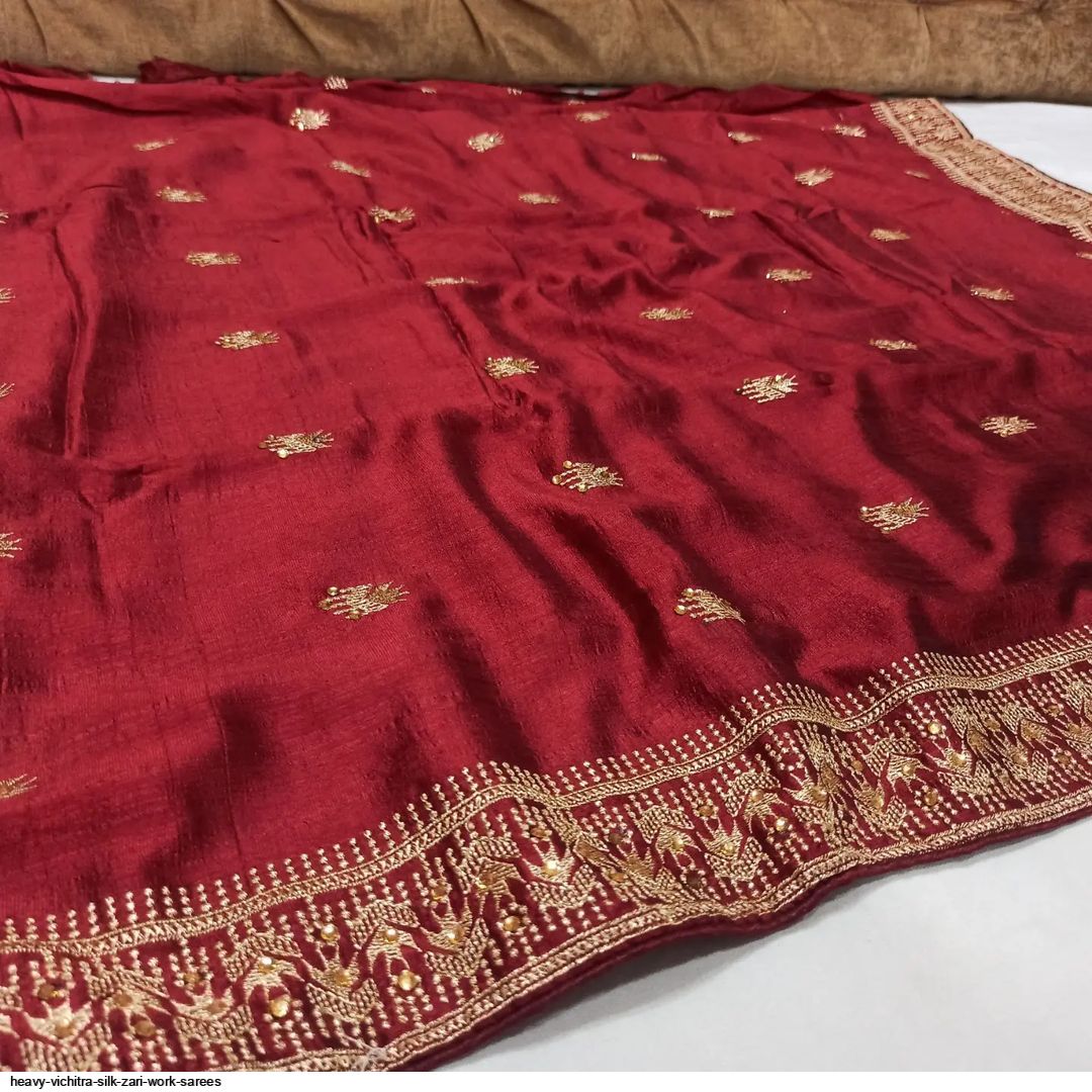 Heavy Vichitra Silk Zari Work Sarees