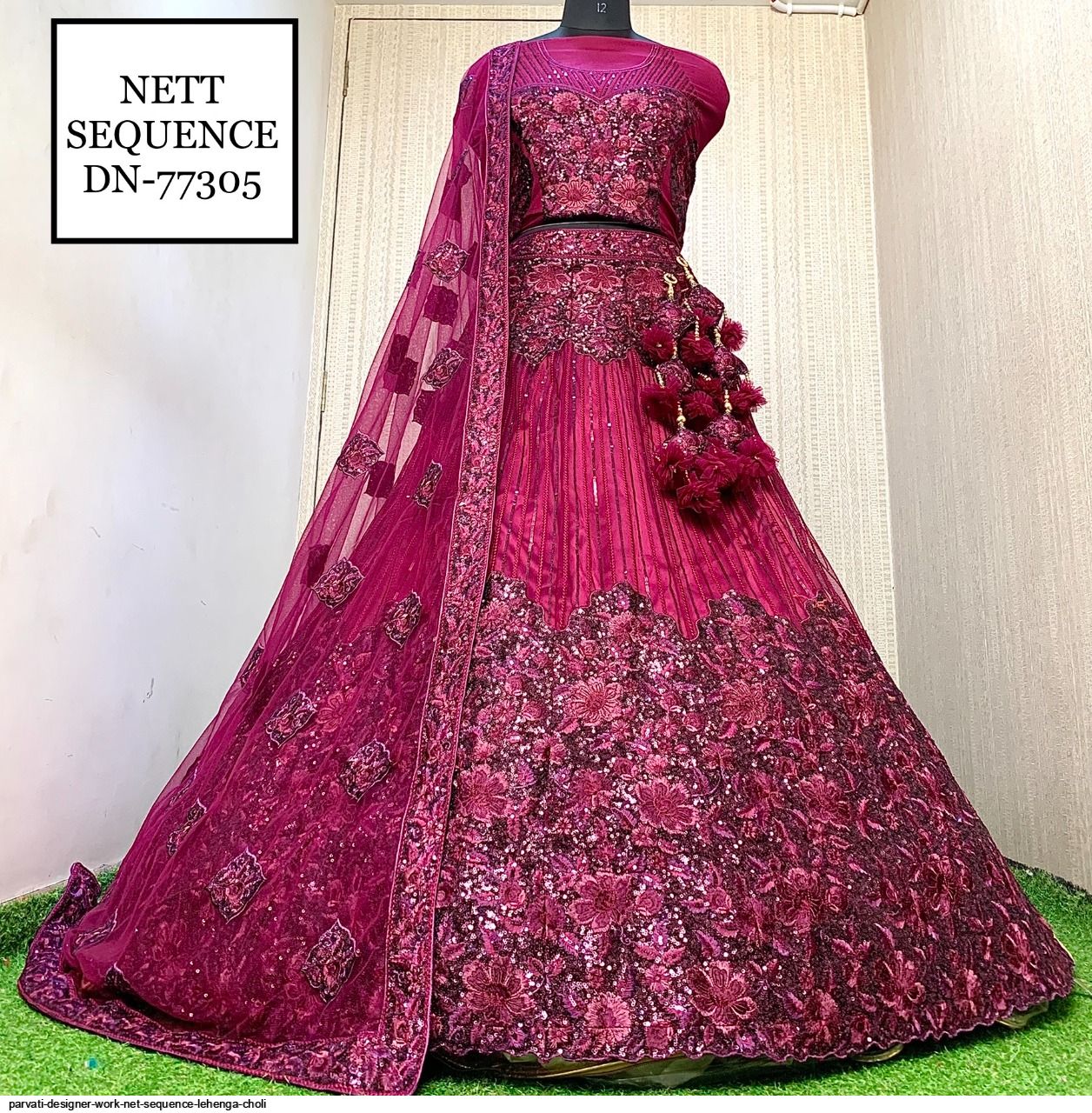 Parvati Designer Work Net Sequence Lehenga Choli