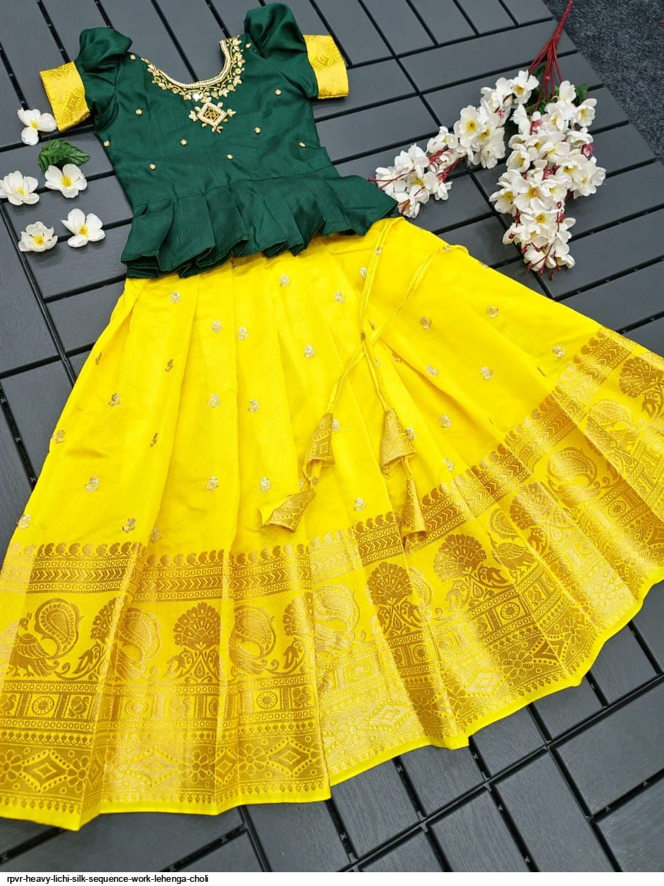 RPVR Heavy LICHI SILK SEQUENCE WORK LEHENGA CHOLI