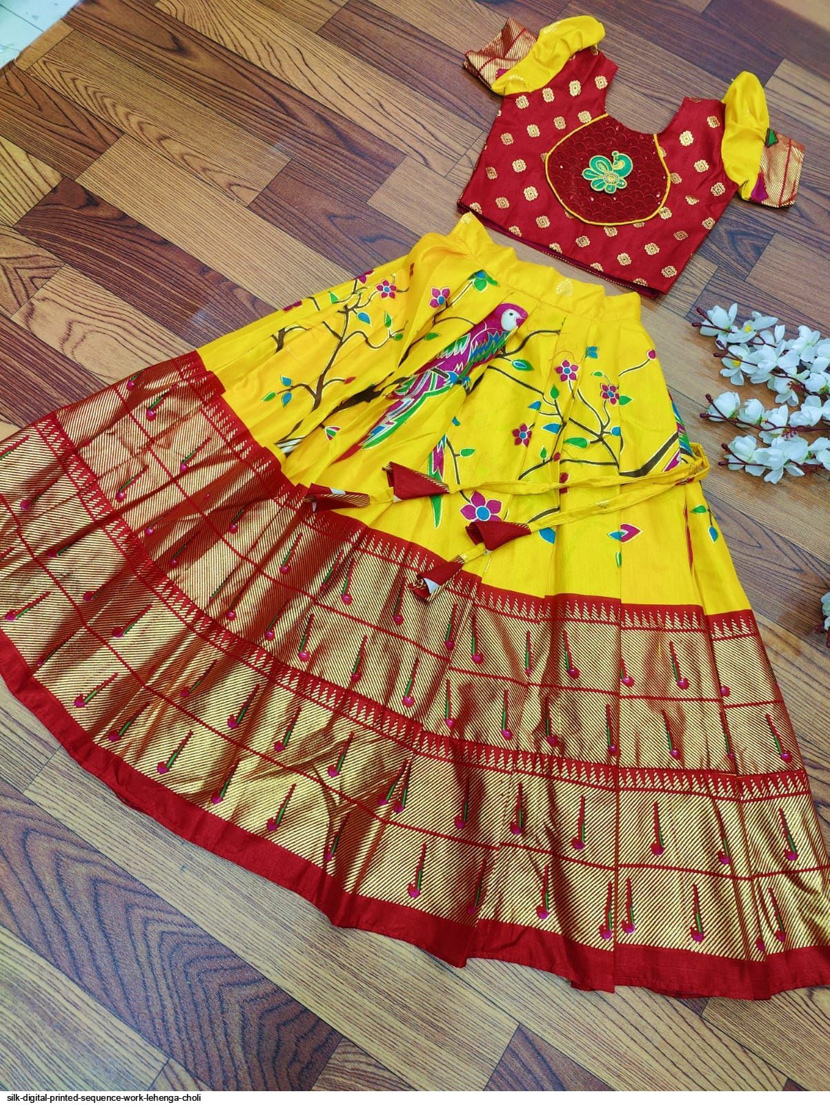 Silk Digital Printed Sequence Work Lehenga Choli