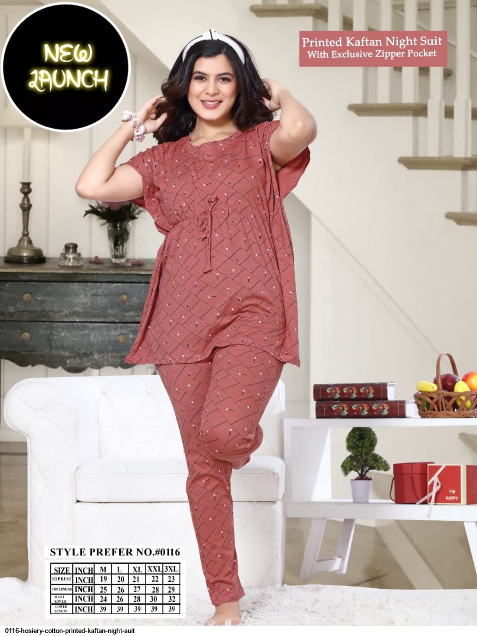 0116 HOSIERY COTTON PRINTED KAFTAN NIGHT SUIT