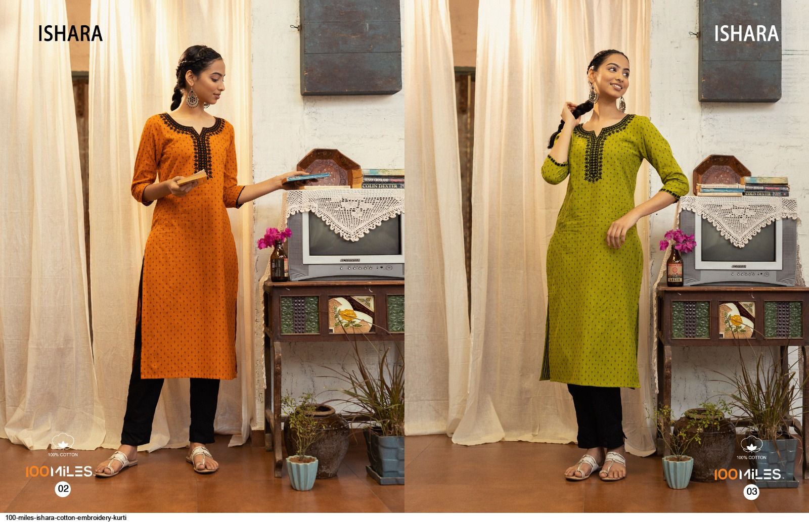 100 MILES ISHARA COTTON EMBROIDERY KURTI