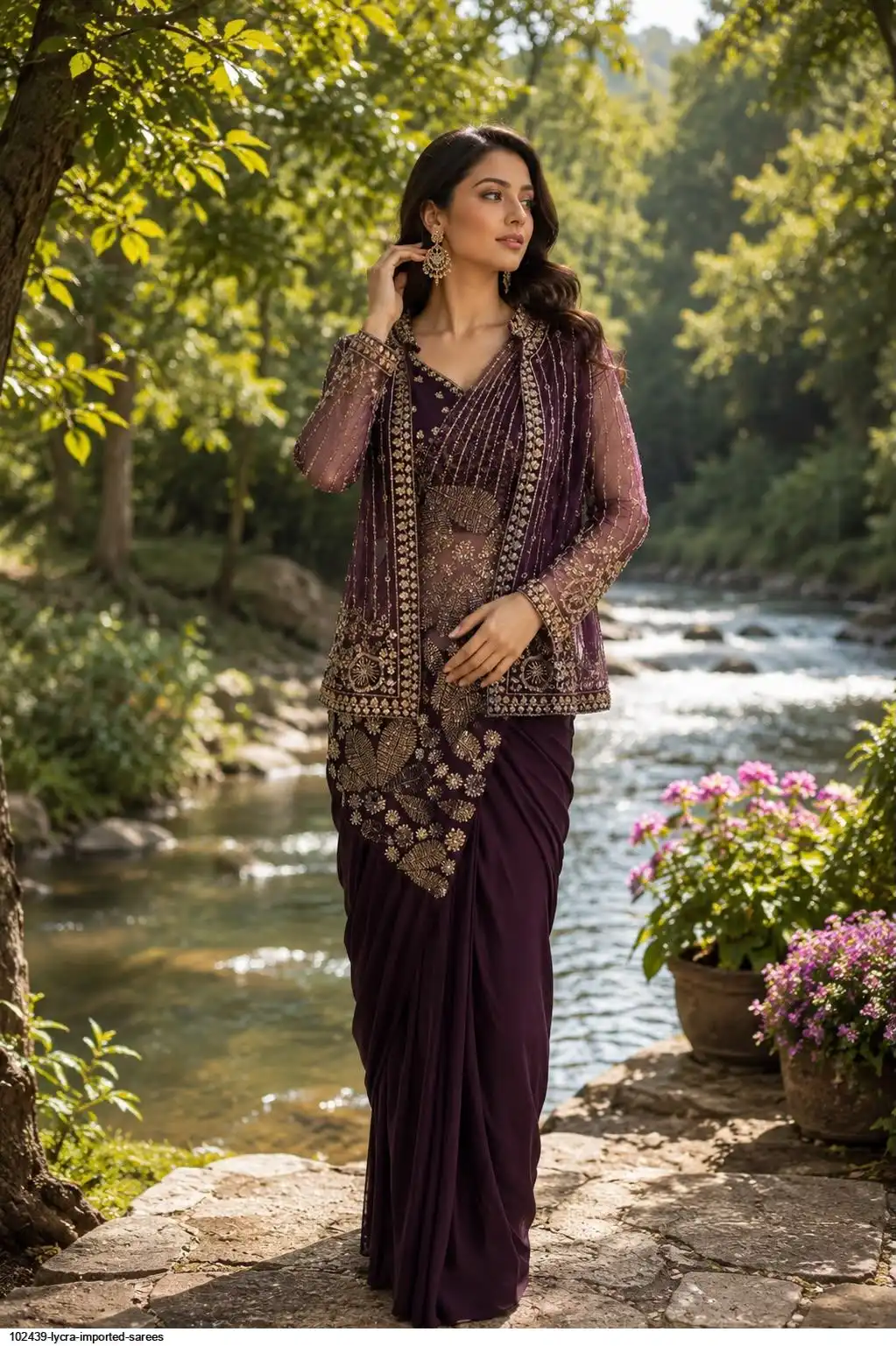 102439 LYCRA IMPORTED SAREES C