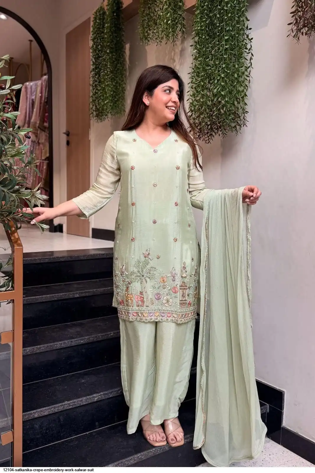 12104 SATKANIKA CREPE EMBROIDERY WORK SALWAR SUIT B