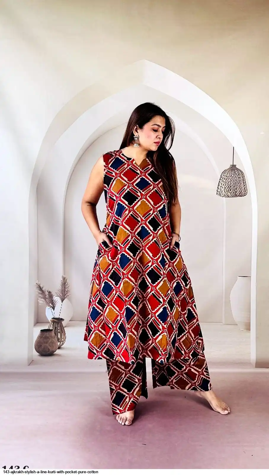 143 AJKRAKH Stylish A-Line Kurta With Pocket Pure Cotton
