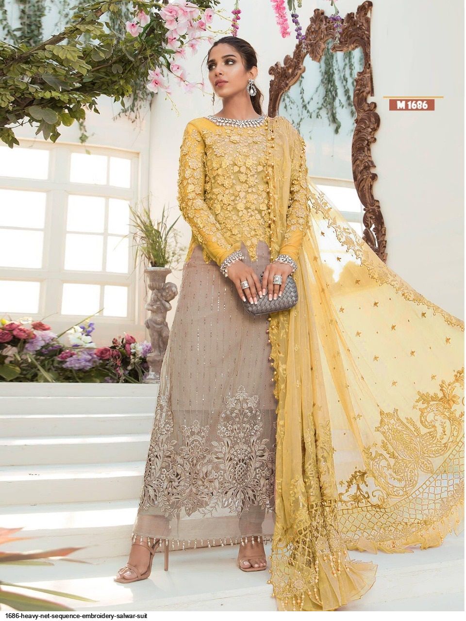 1686 Heavy Net Sequence Embroidery Salwar Suit