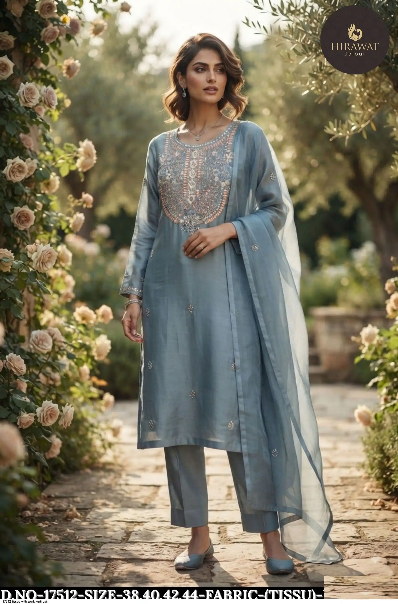 17512 TISSUE WITH WORK KURTI PAIR A