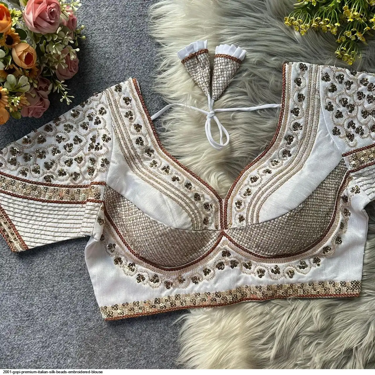 2001 GOPI PREMIUM ITALIAN SILK BEADS EMBROIDERED BLOUSE B