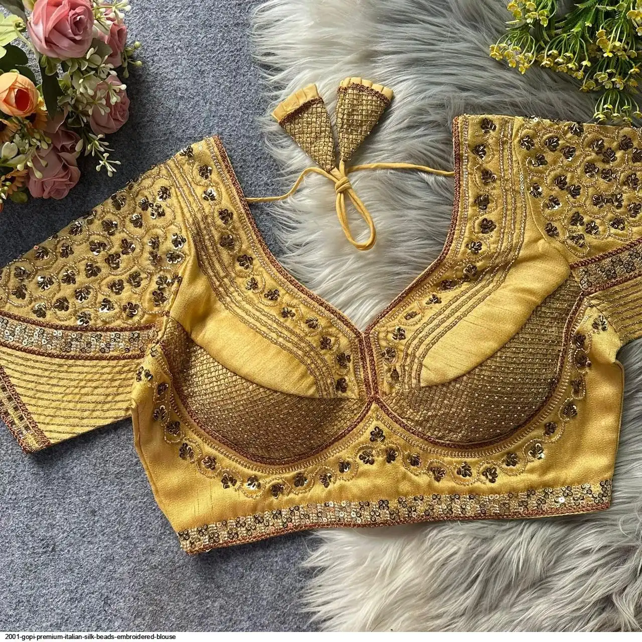 2001 GOPI PREMIUM ITALIAN SILK BEADS EMBROIDERED BLOUSE G