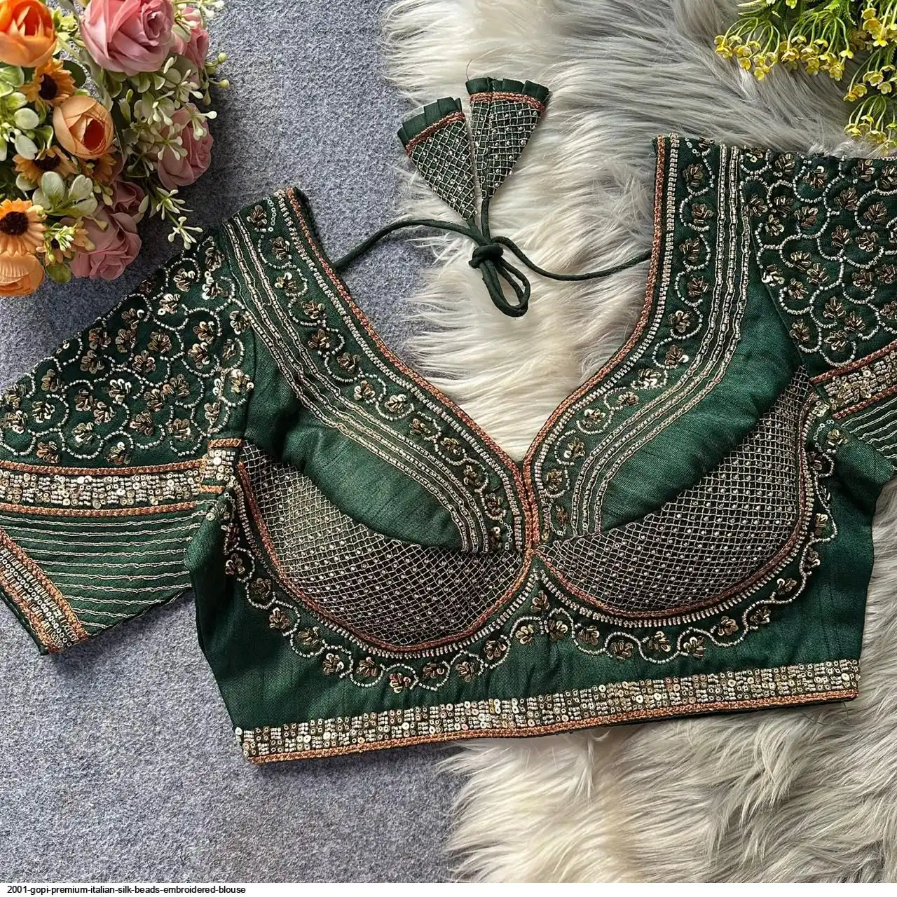 2001 GOPI PREMIUM ITALIAN SILK BEADS EMBROIDERED BLOUSE A