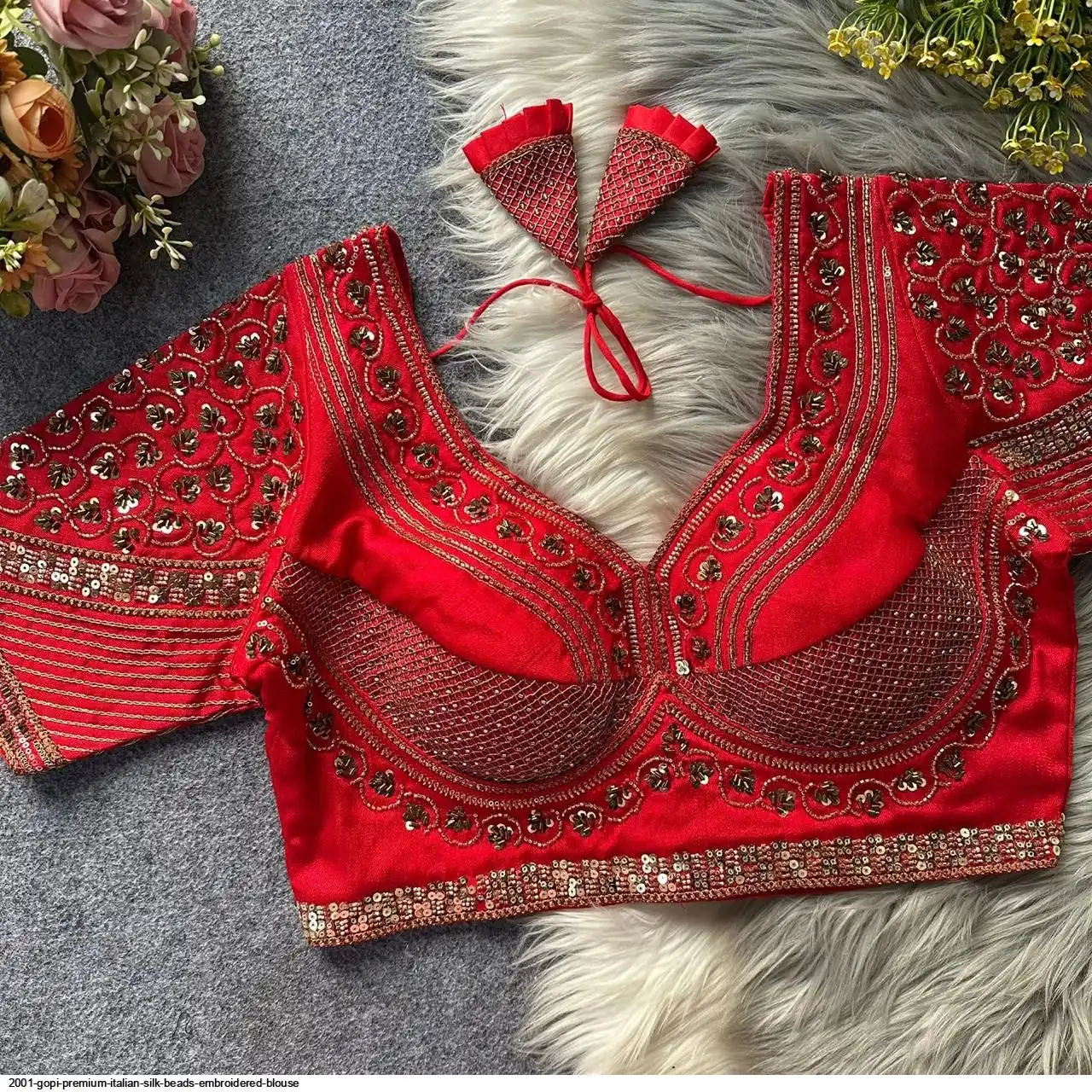 2001 GOPI PREMIUM ITALIAN SILK BEADS EMBROIDERED BLOUSE K