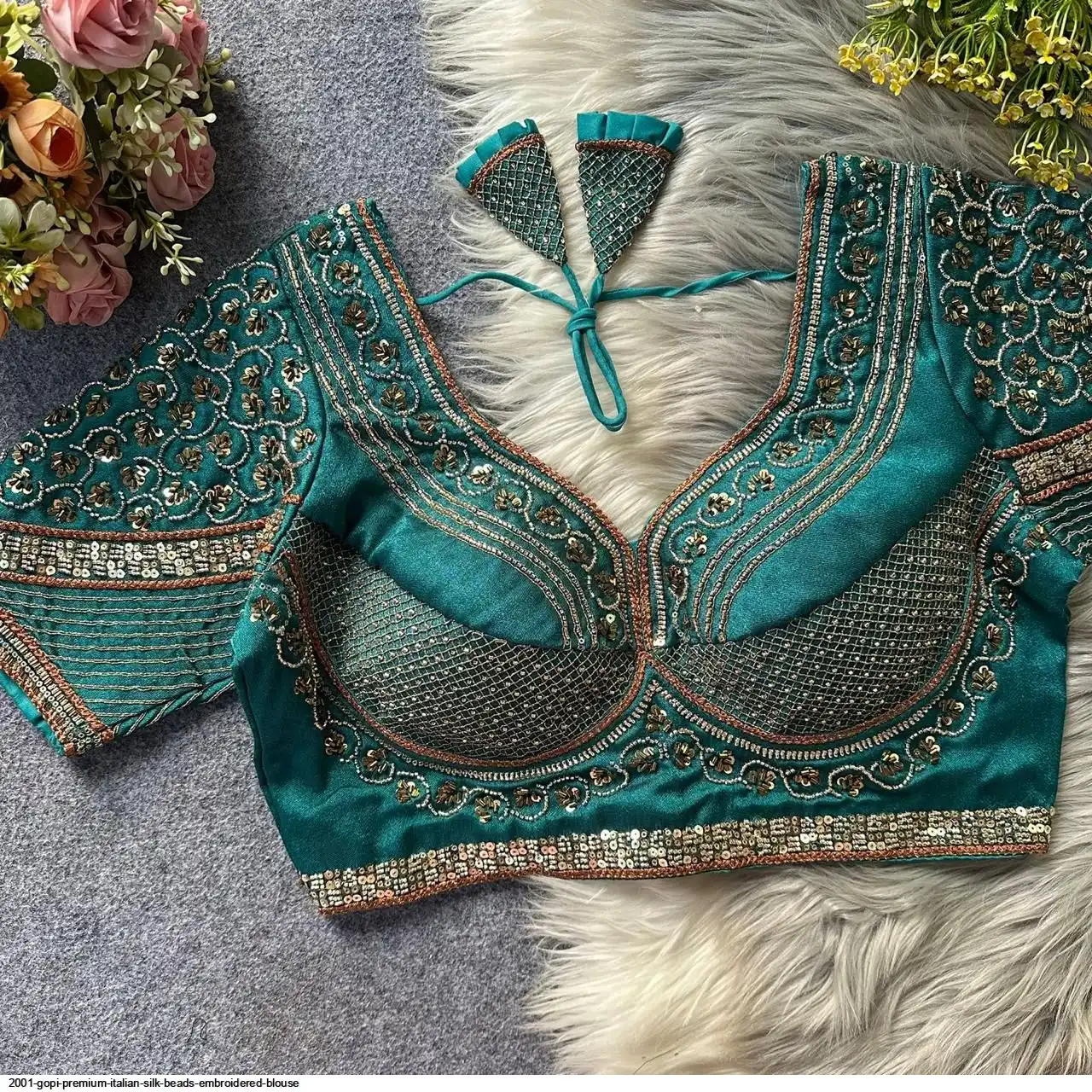 2001 GOPI PREMIUM ITALIAN SILK BEADS EMBROIDERED BLOUSE F