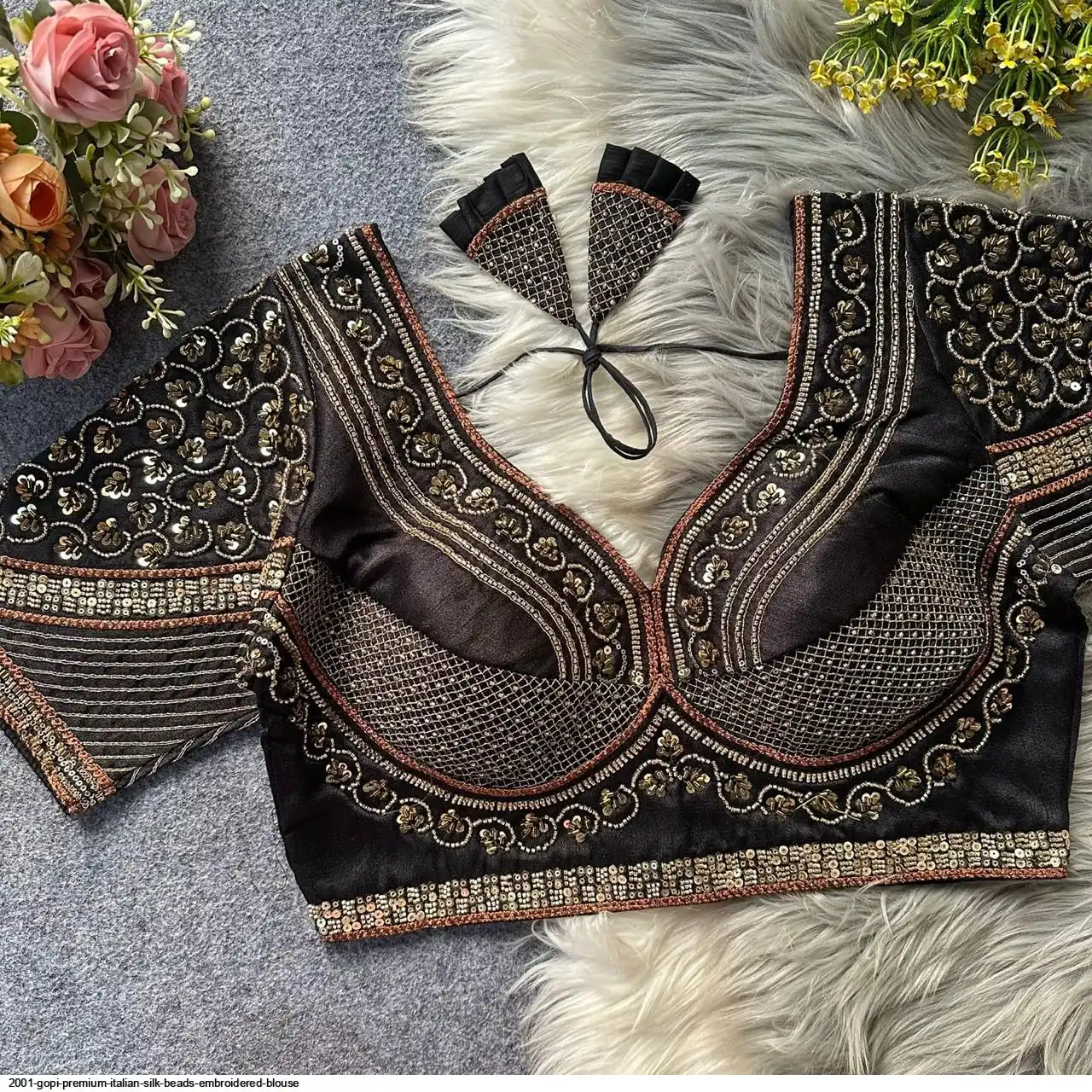 2001 GOPI PREMIUM ITALIAN SILK BEADS EMBROIDERED BLOUSE H