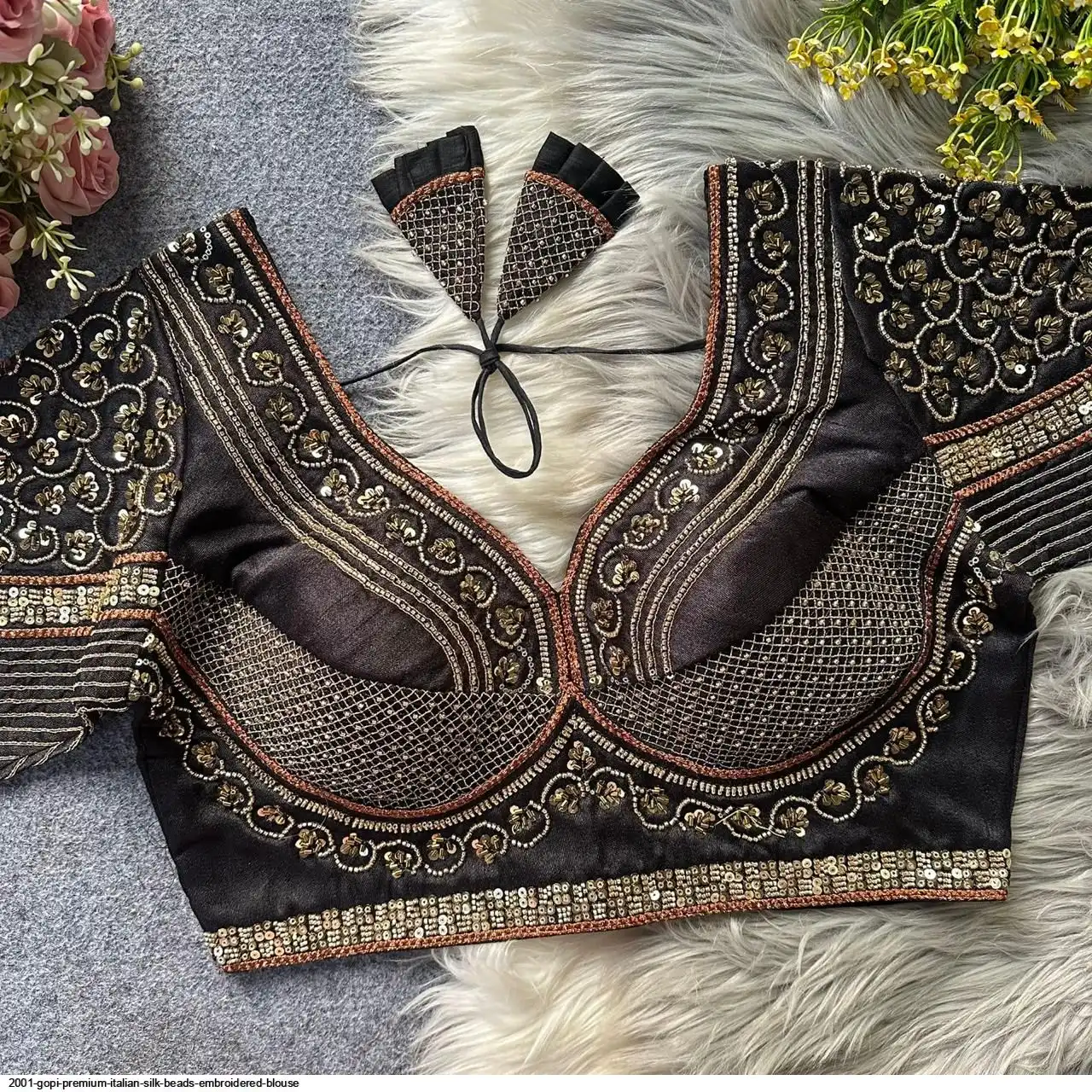 2001 GOPI PREMIUM ITALIAN SILK BEADS EMBROIDERED BLOUSE D
