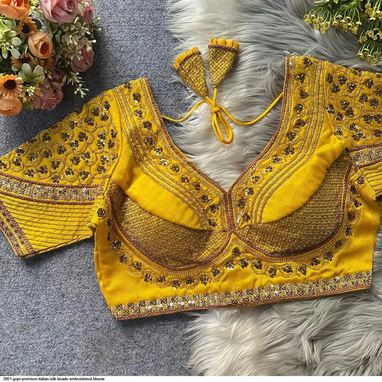 2001 GOPI PREMIUM ITALIAN SILK BEADS EMBROIDERED BLOUSE C