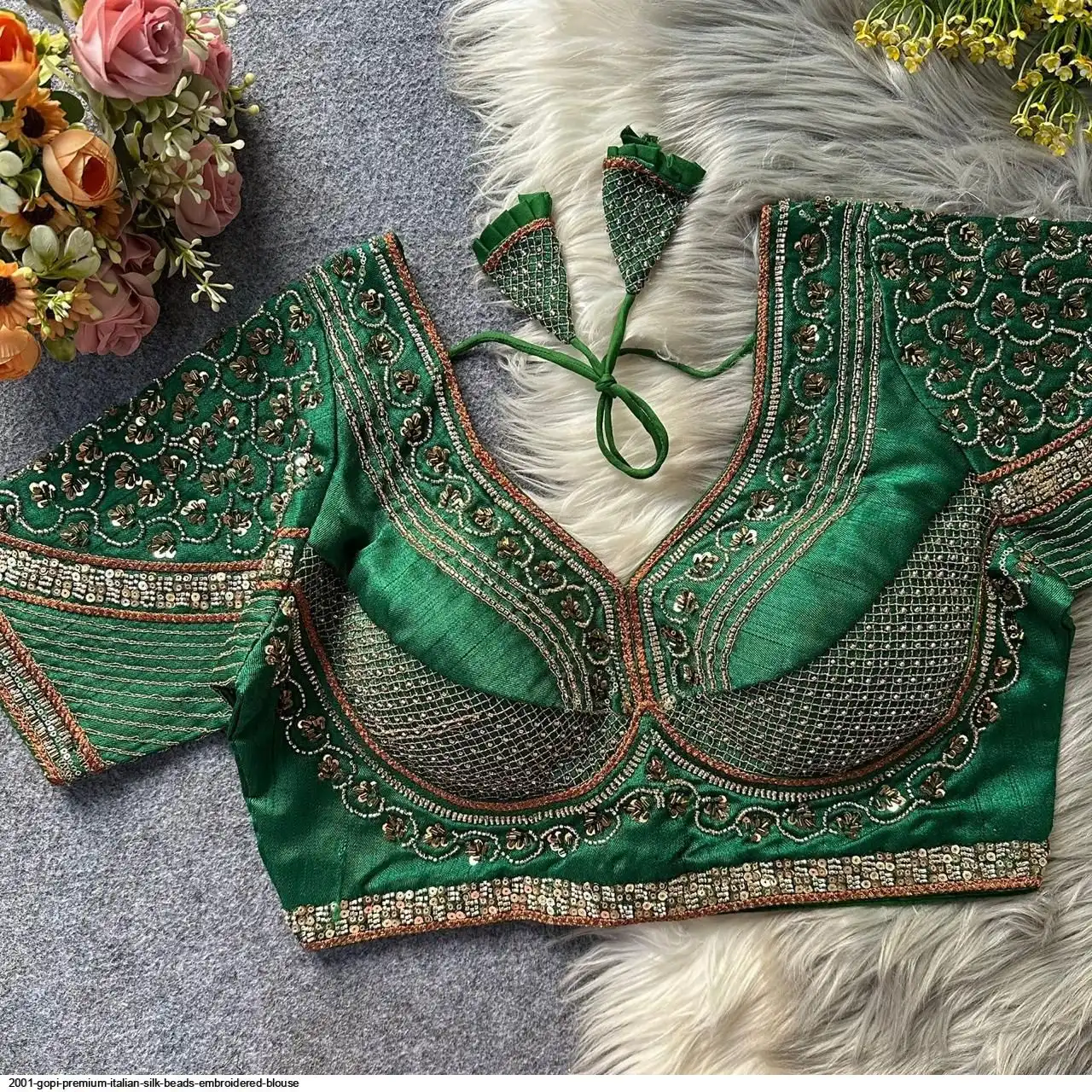 2001 GOPI PREMIUM ITALIAN SILK BEADS EMBROIDERED BLOUSE J