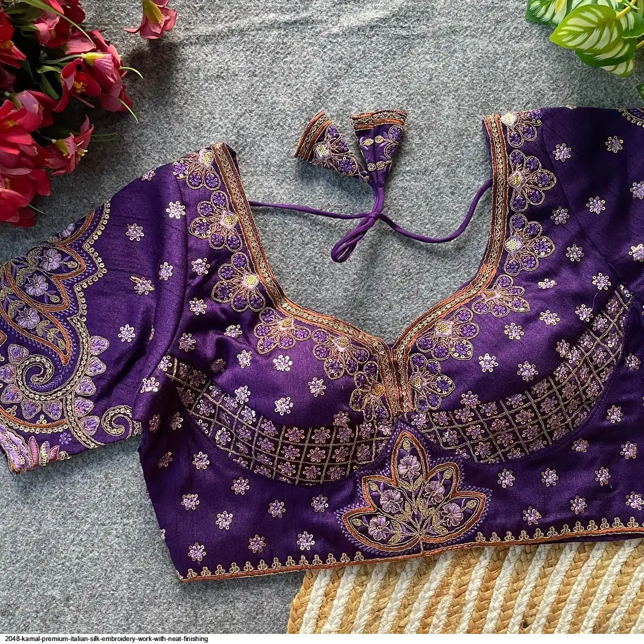2048 KAMAL PREMIUM ITALIAN SILK EMBROIDERY WORK WITH NEAT FINISHING 2