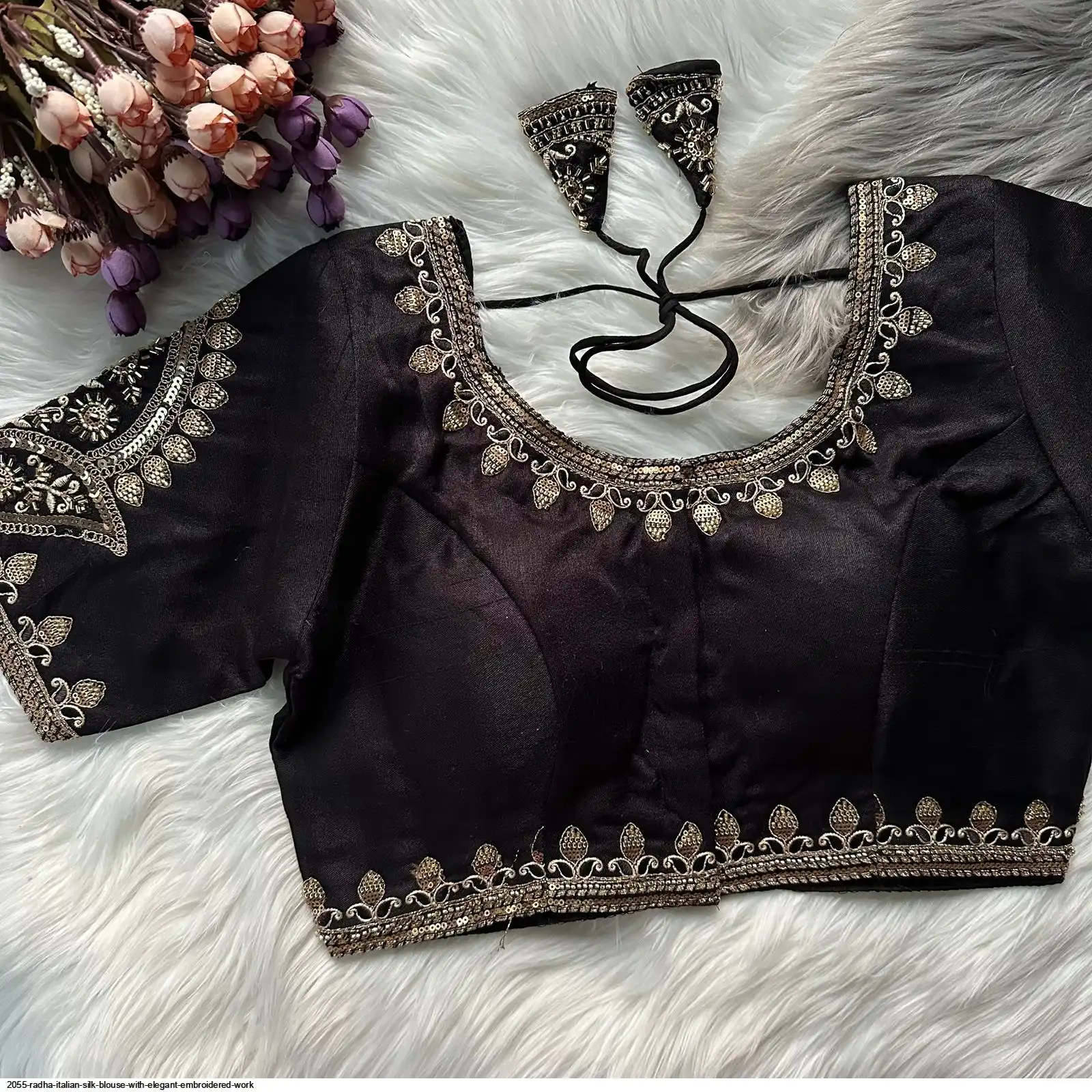 2055 RADHA ITALIAN SILK BLOUSE WITH ELEGANT EMBROIDERED WORK F