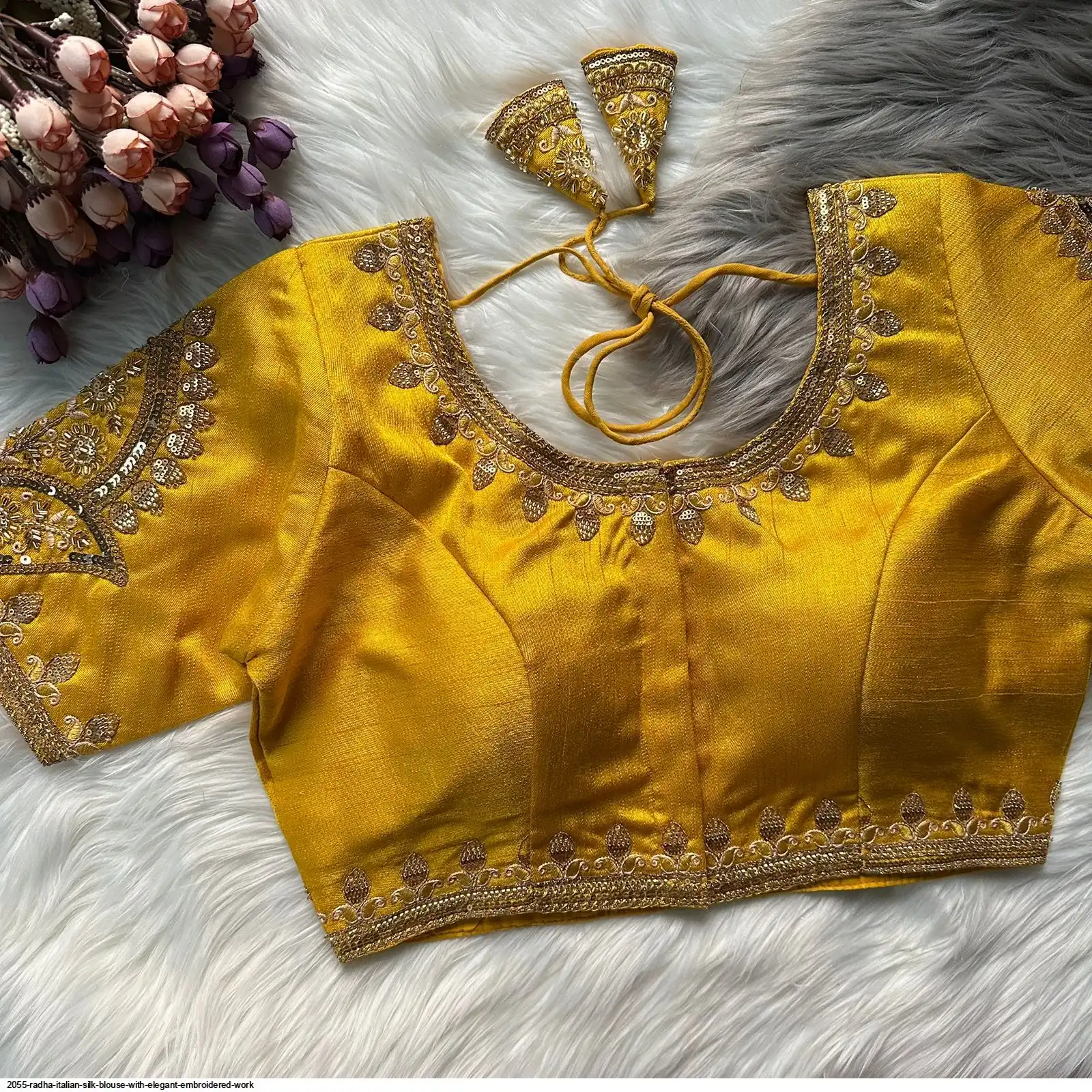 2055 RADHA ITALIAN SILK BLOUSE WITH ELEGANT EMBROIDERED WORK I