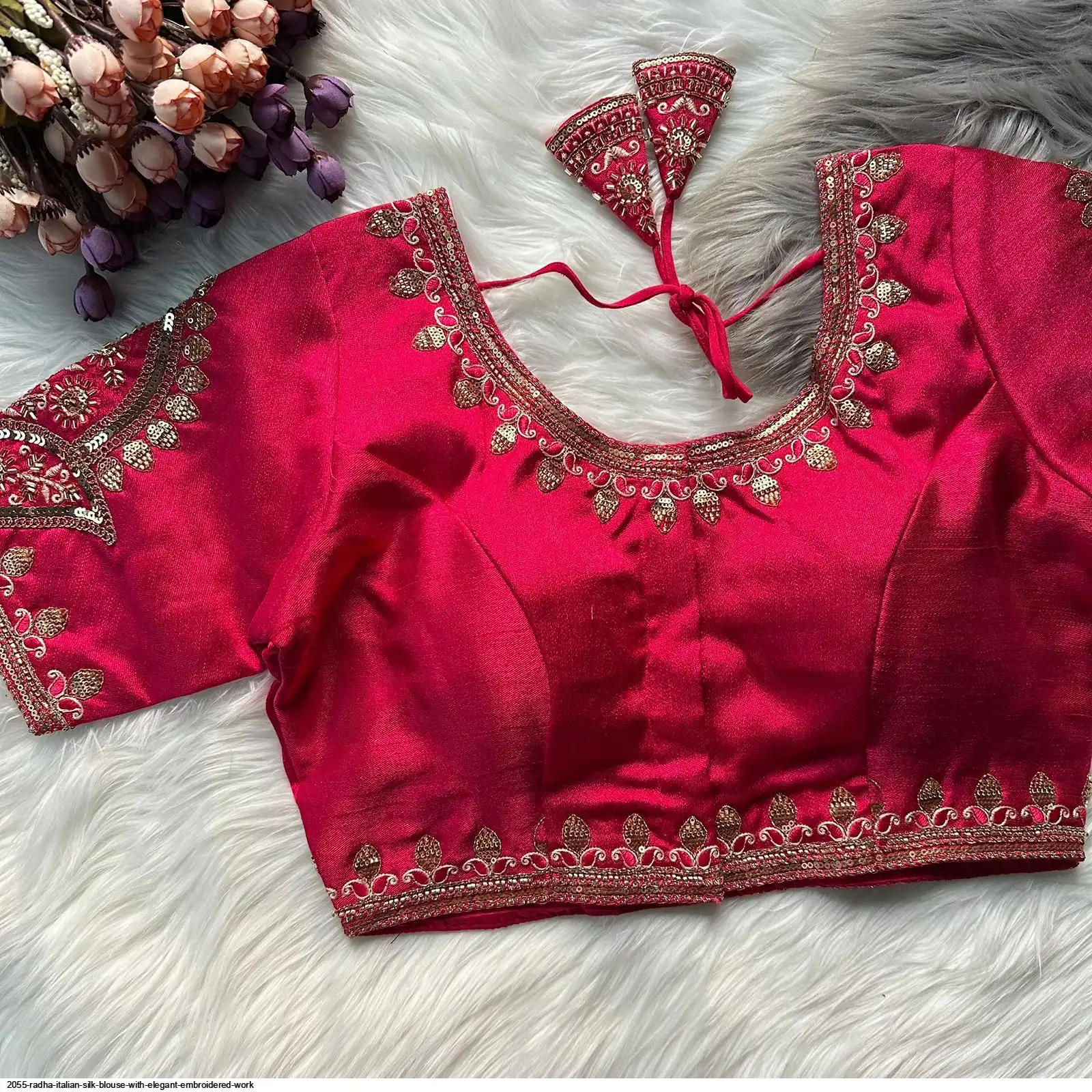 2055 RADHA ITALIAN SILK BLOUSE WITH ELEGANT EMBROIDERED WORK C