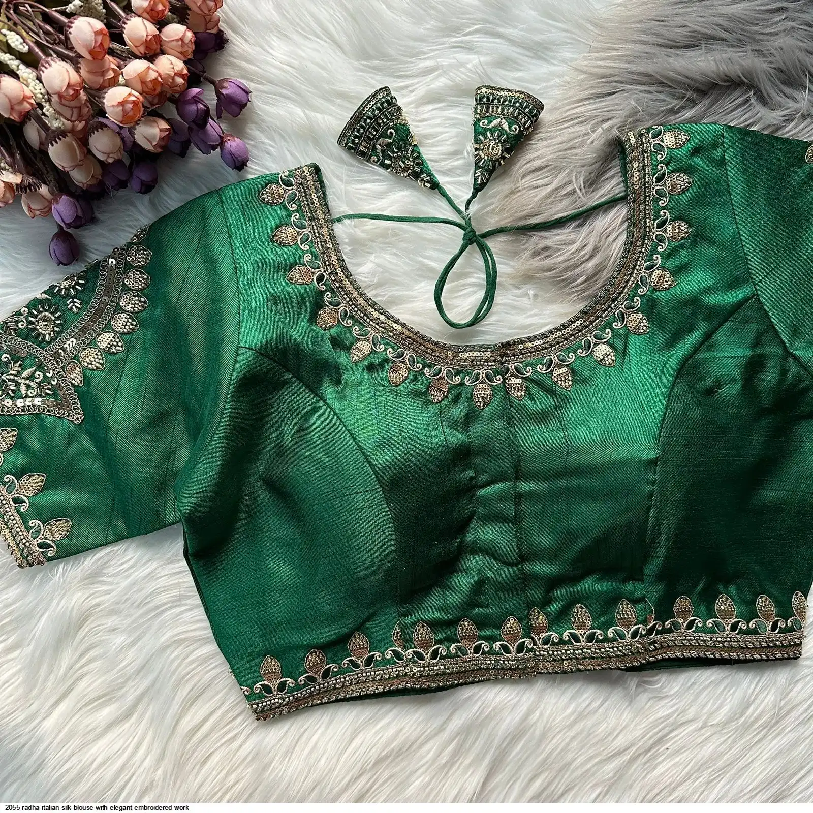 2055 RADHA ITALIAN SILK BLOUSE WITH ELEGANT EMBROIDERED WORK A