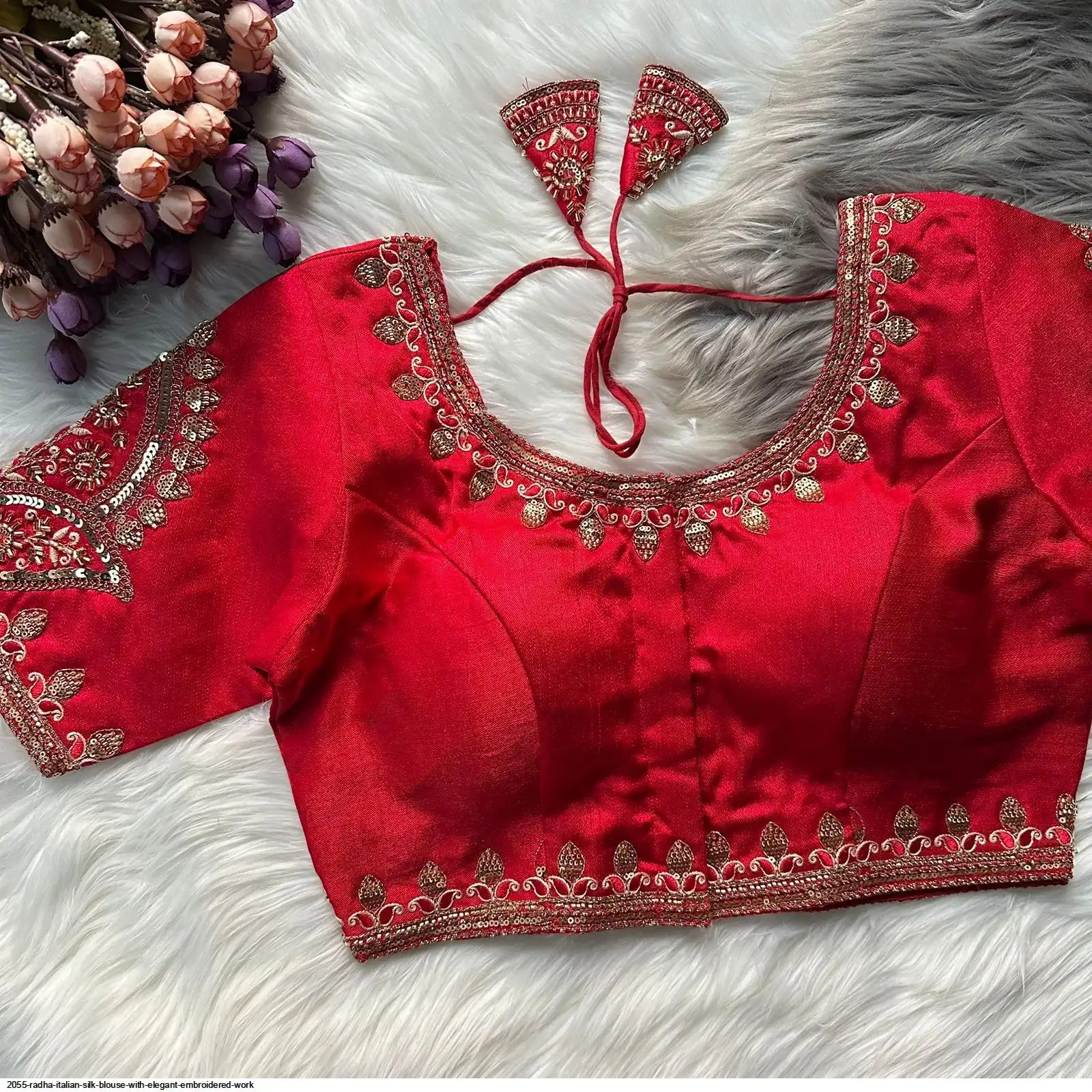 2055 RADHA ITALIAN SILK BLOUSE WITH ELEGANT EMBROIDERED WORK D