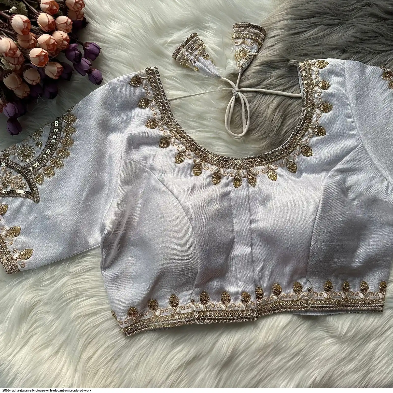 2055 RADHA ITALIAN SILK BLOUSE WITH ELEGANT EMBROIDERED WORK G
