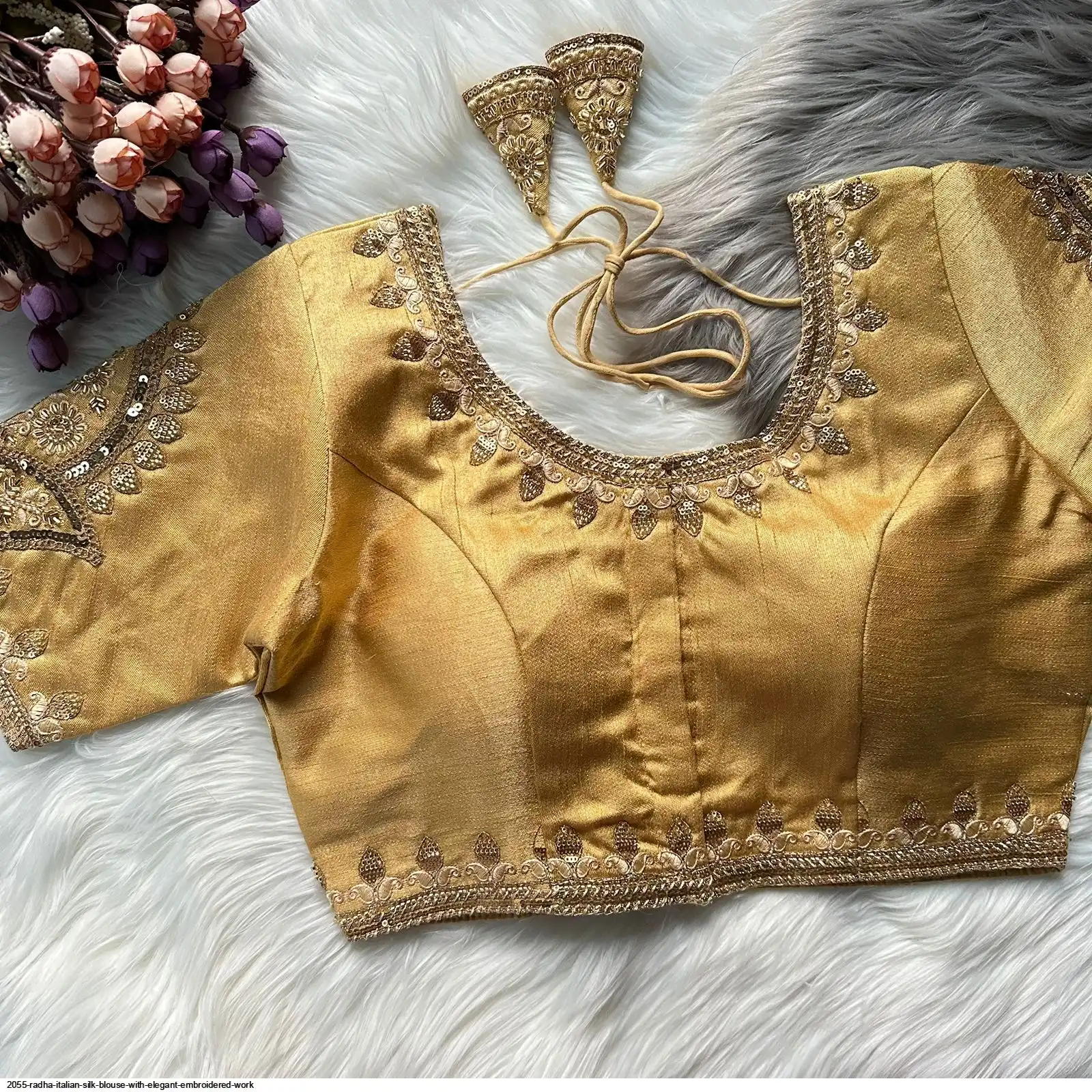2055 RADHA ITALIAN SILK BLOUSE WITH ELEGANT EMBROIDERED WORK E