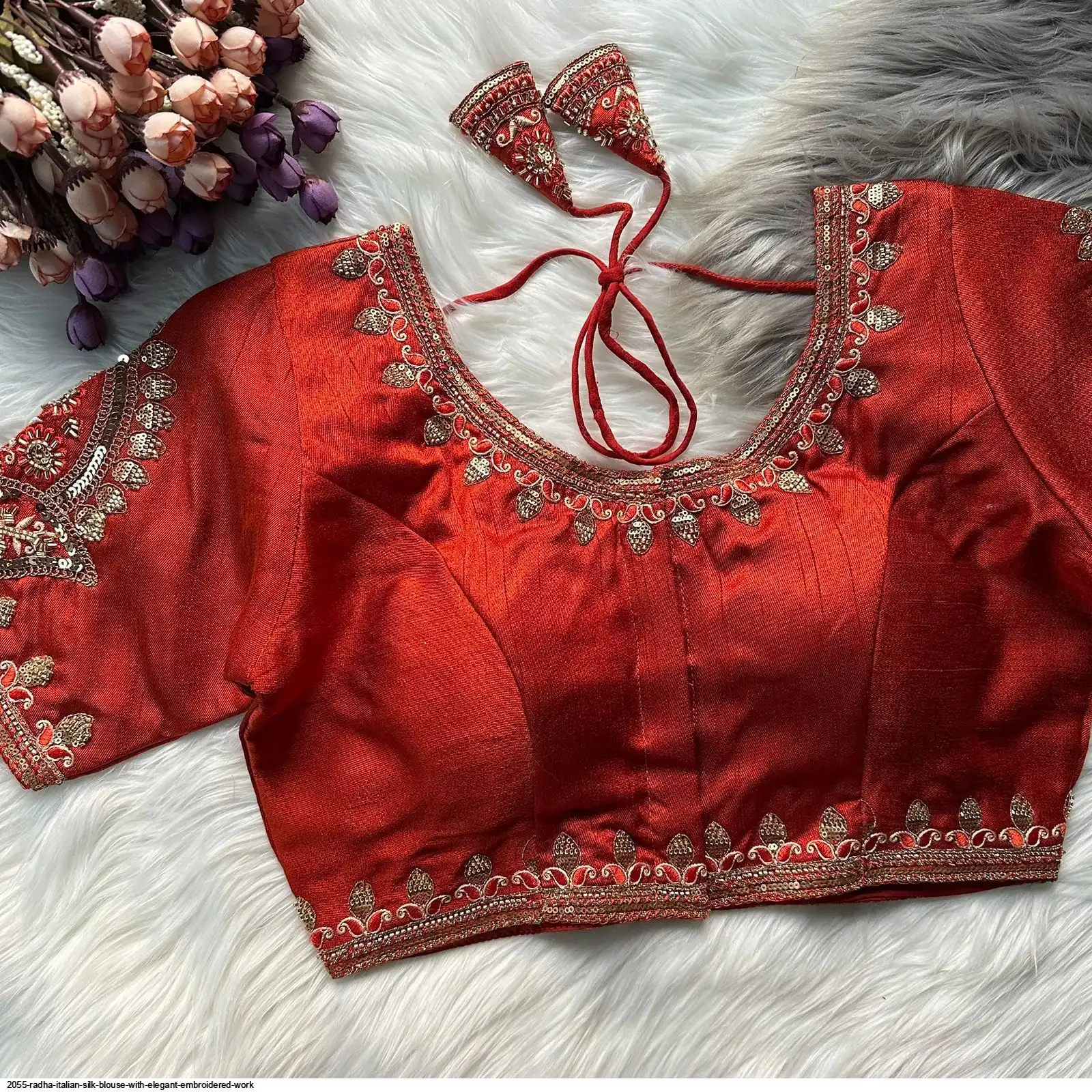 2055 RADHA ITALIAN SILK BLOUSE WITH ELEGANT EMBROIDERED WORK K