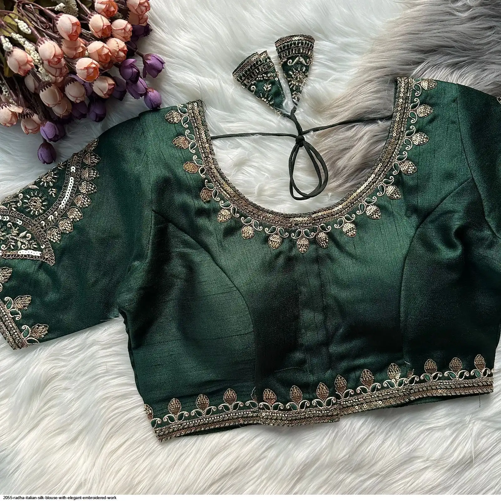 2055 RADHA ITALIAN SILK BLOUSE WITH ELEGANT EMBROIDERED WORK L