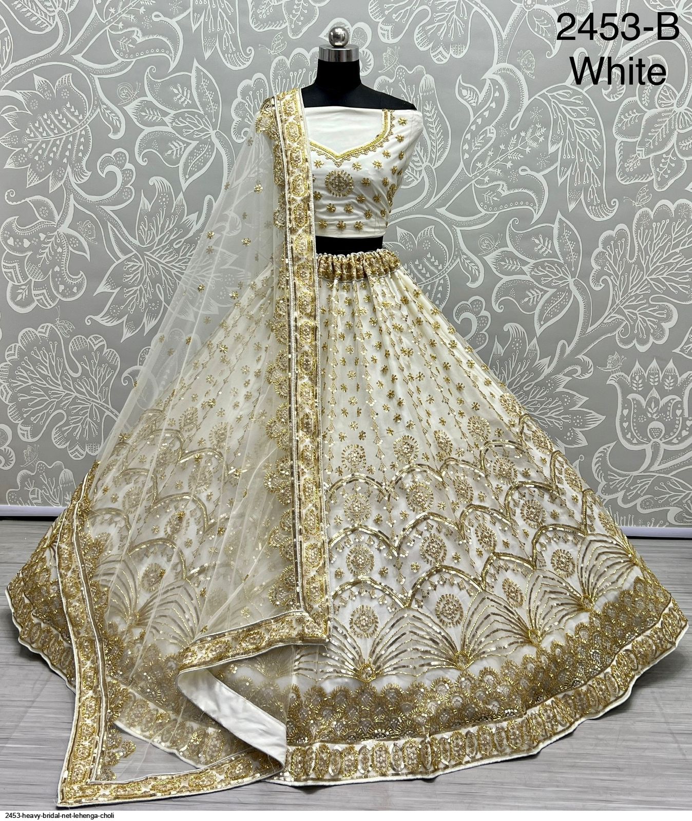 2453 HEAVY BRIDAL NET LEHENGA CHOLI