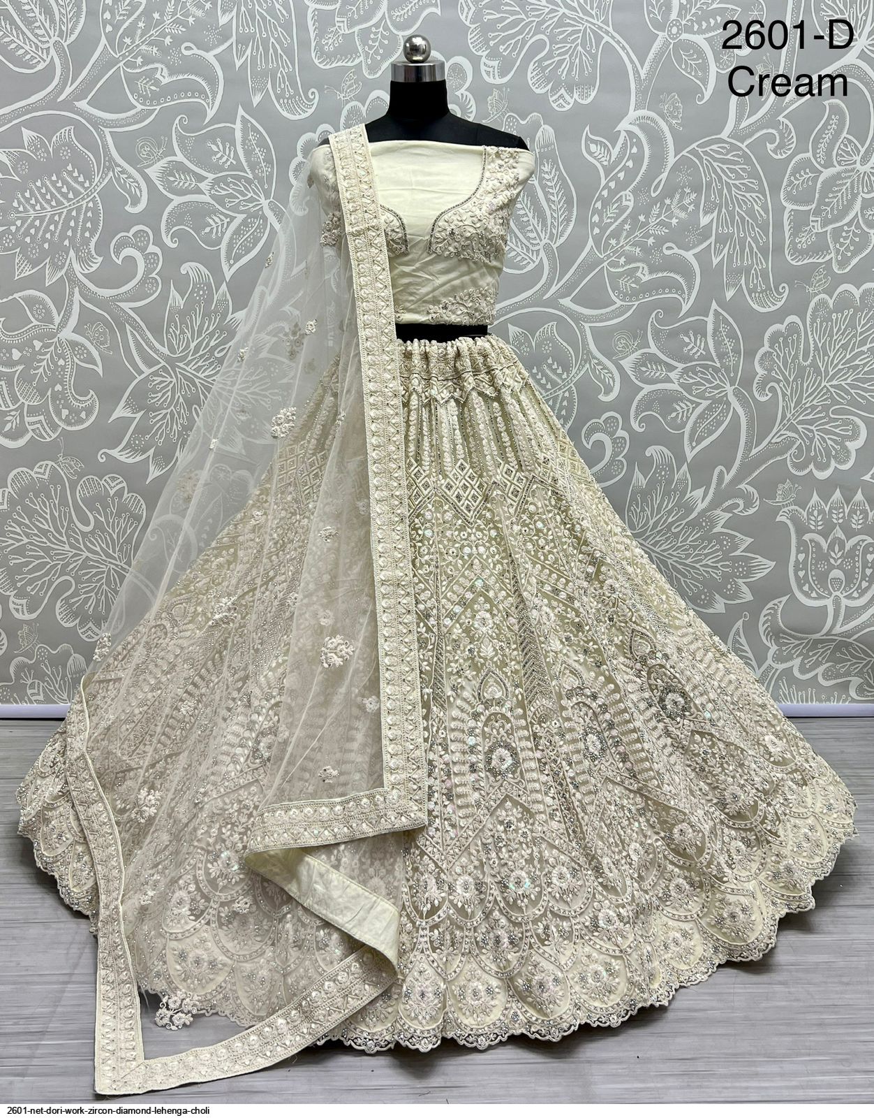 Shop Grey Net Diamond, Embroidered and Sequins Work Lehenga Choli Online :  281449 -