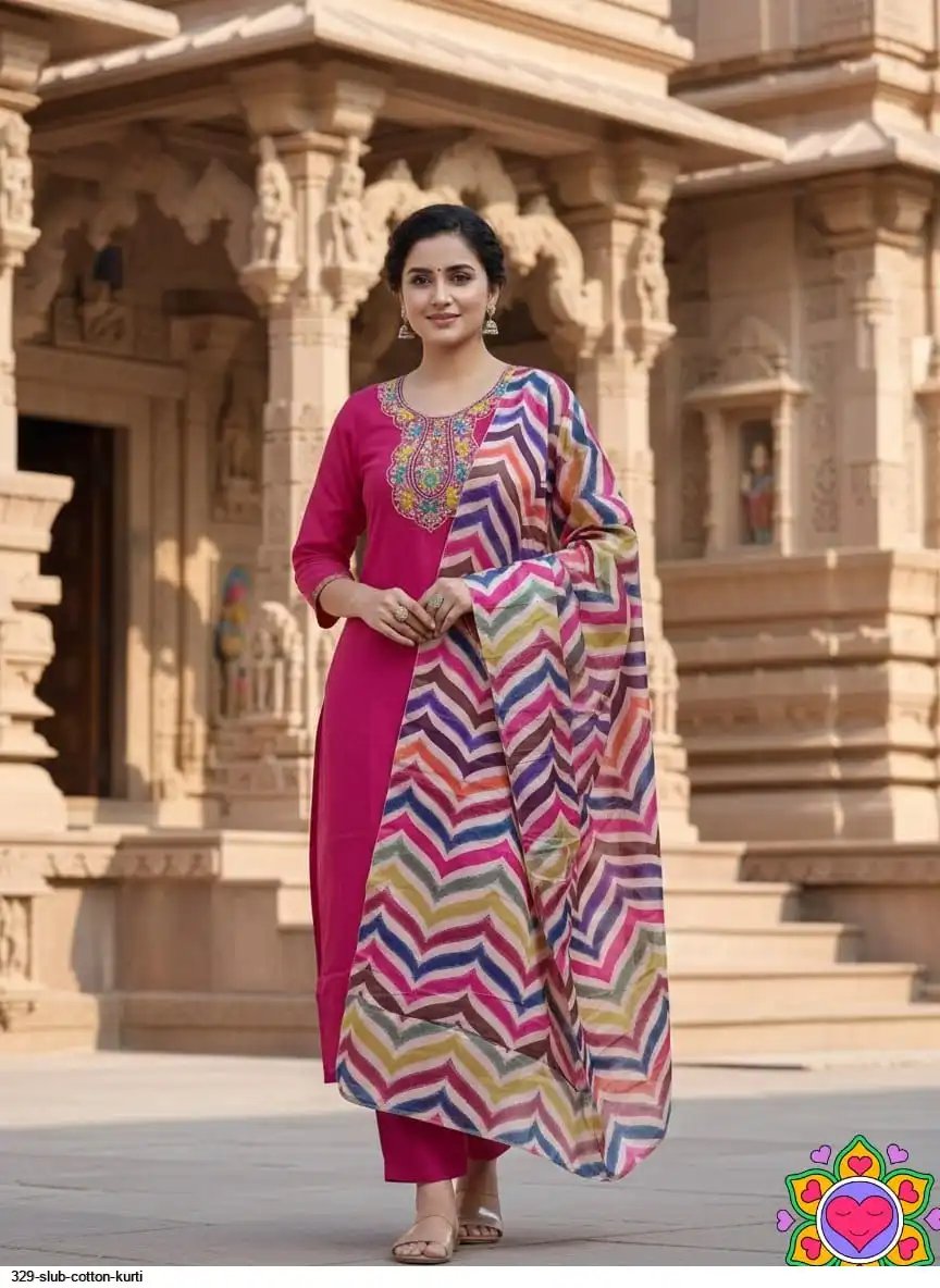 329 SLUB COTTON KURTI D