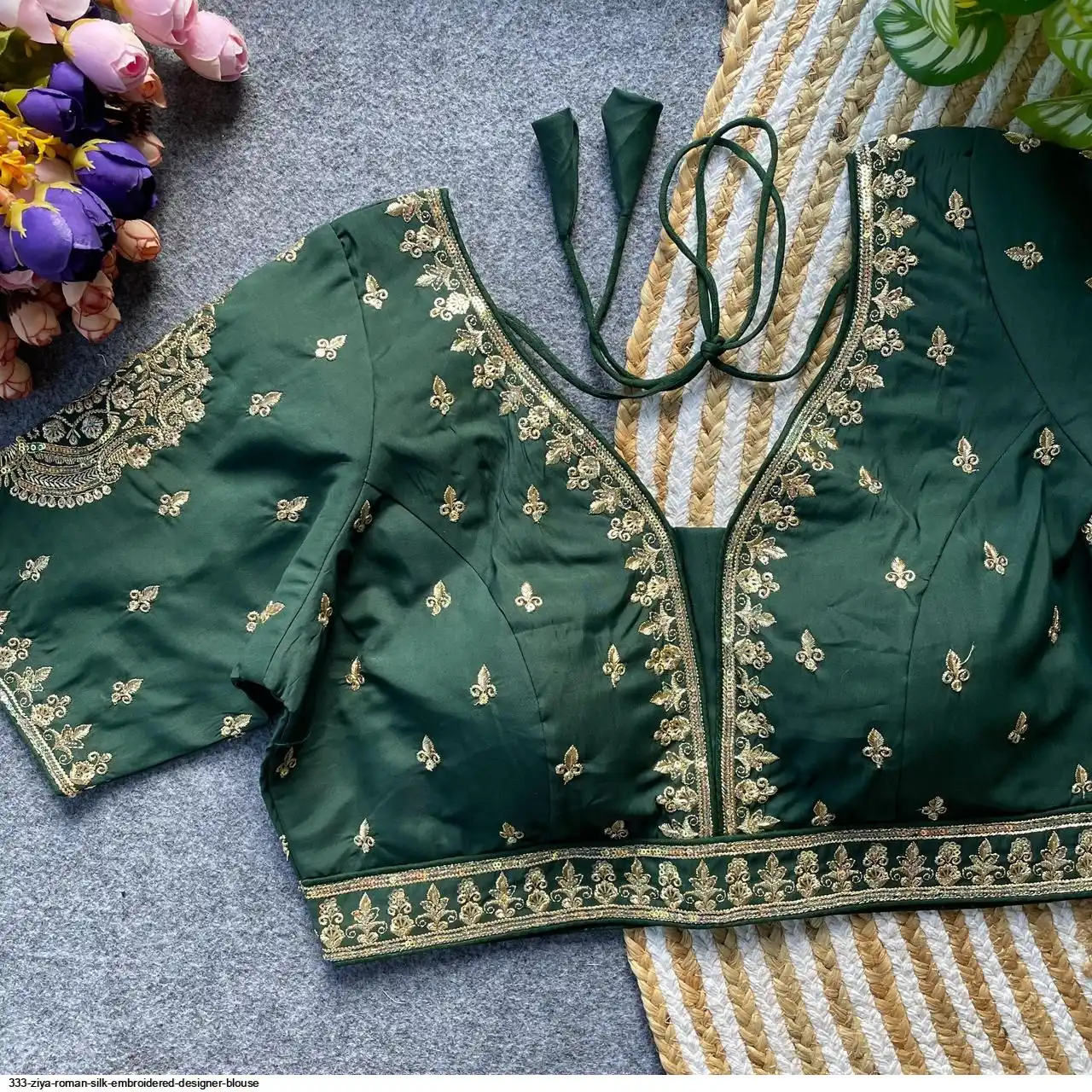 333 ZIYA ROMAN SILK EMBROIDERED DESIGNER BLOUSE I