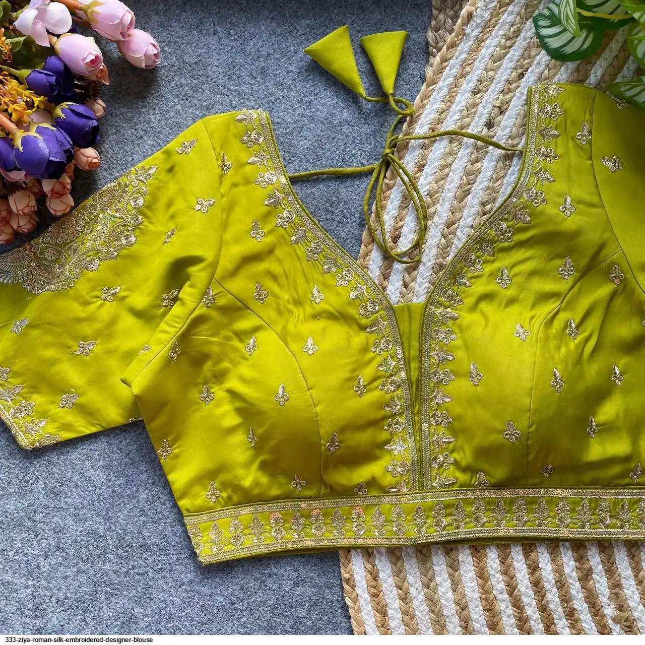 333 ZIYA ROMAN SILK EMBROIDERED DESIGNER BLOUSE E