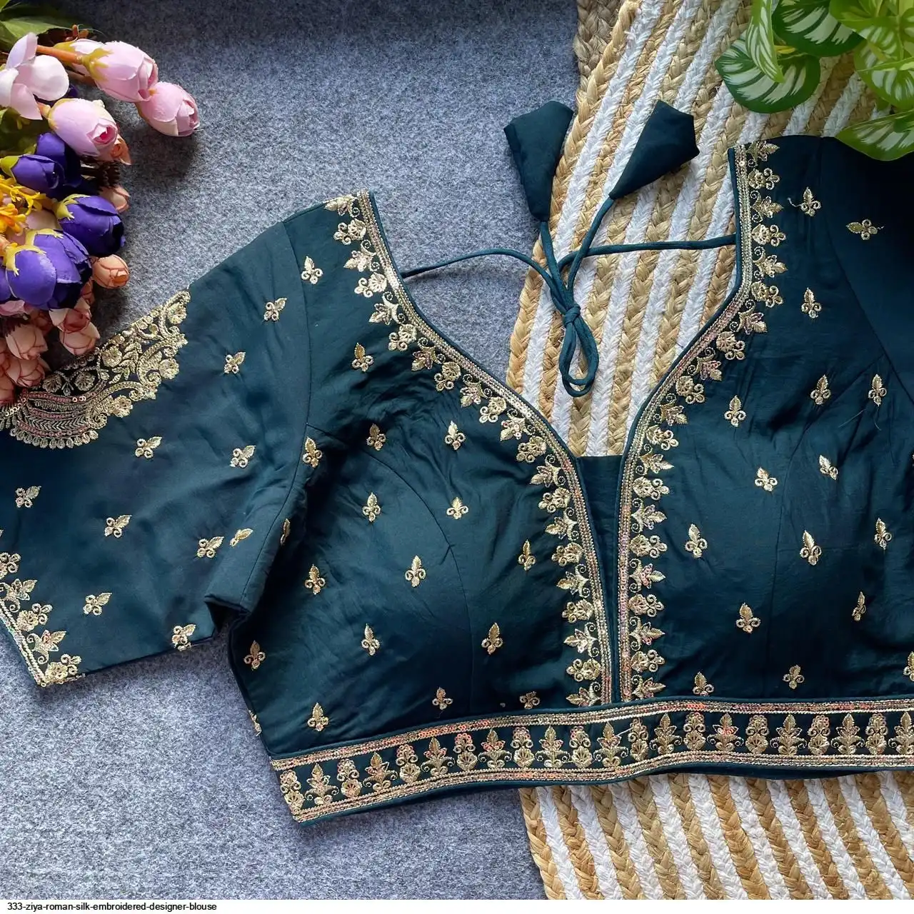 333 ZIYA ROMAN SILK EMBROIDERED DESIGNER BLOUSE J