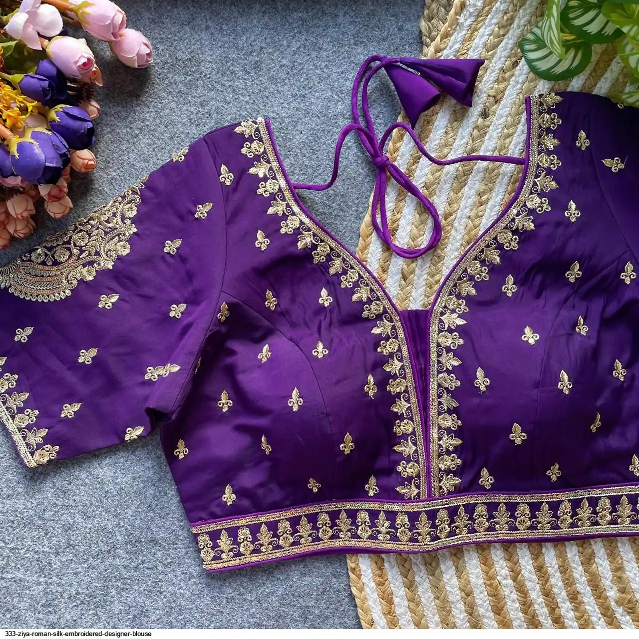 333 ZIYA ROMAN SILK EMBROIDERED DESIGNER BLOUSE K