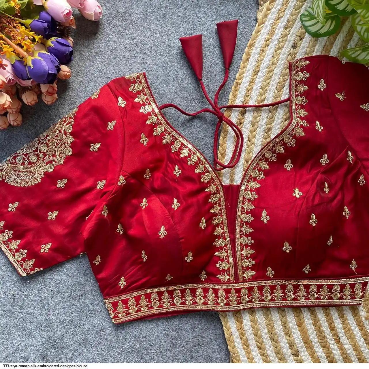 333 ZIYA ROMAN SILK EMBROIDERED DESIGNER BLOUSE C