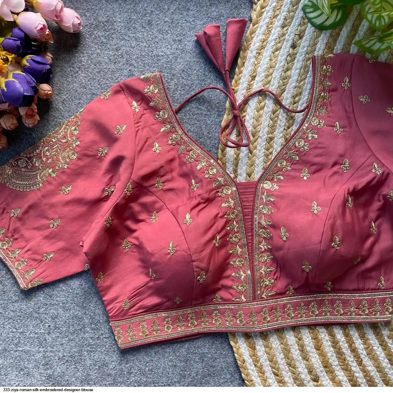 333 ZIYA ROMAN SILK EMBROIDERED DESIGNER BLOUSE B