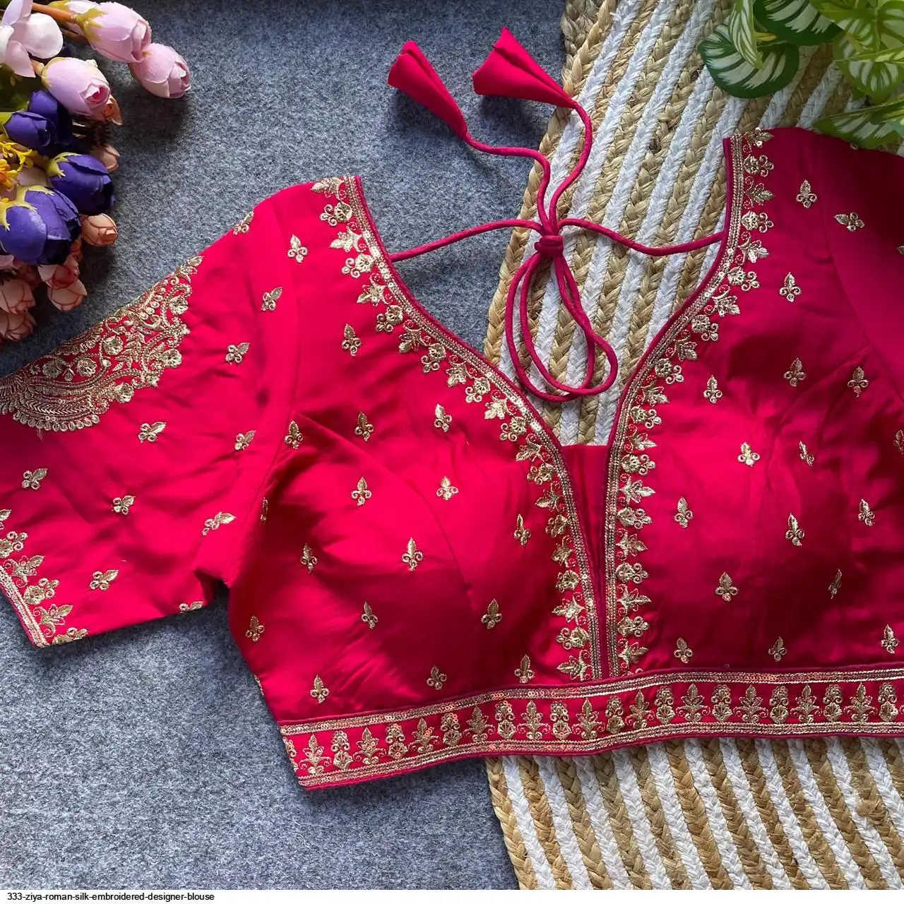 333 ZIYA ROMAN SILK EMBROIDERED DESIGNER BLOUSE F