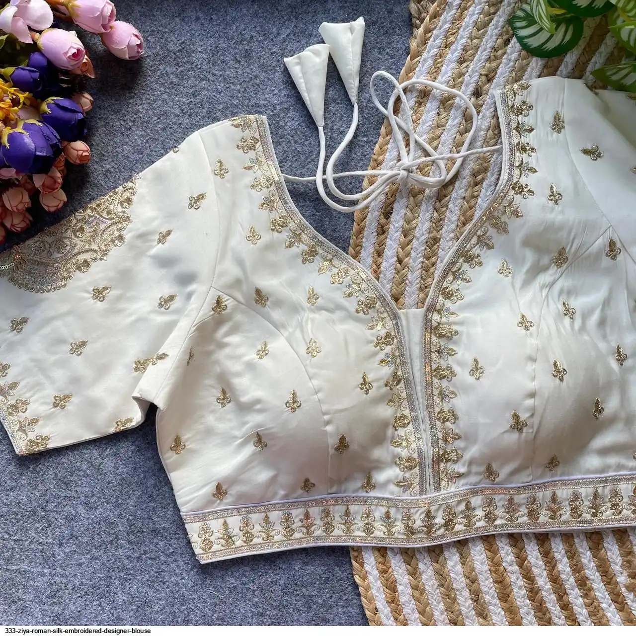 333 ZIYA ROMAN SILK EMBROIDERED DESIGNER BLOUSE D