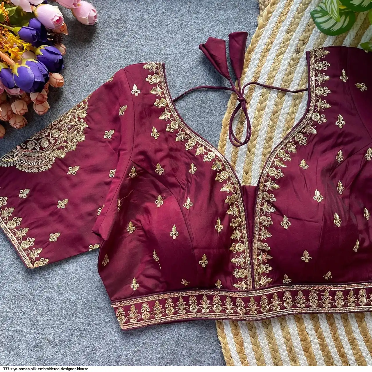 333 ZIYA ROMAN SILK EMBROIDERED DESIGNER BLOUSE H