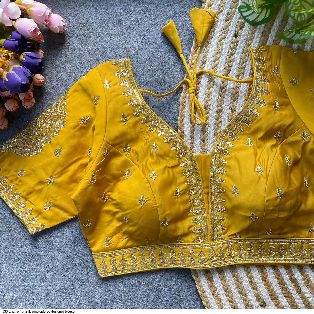 333 ZIYA ROMAN SILK EMBROIDERED DESIGNER BLOUSE N
