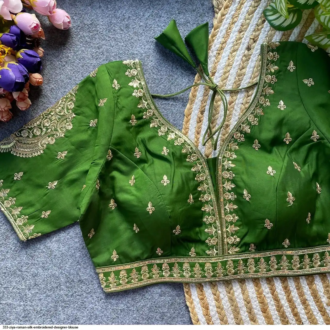 333 ZIYA ROMAN SILK EMBROIDERED DESIGNER BLOUSE M