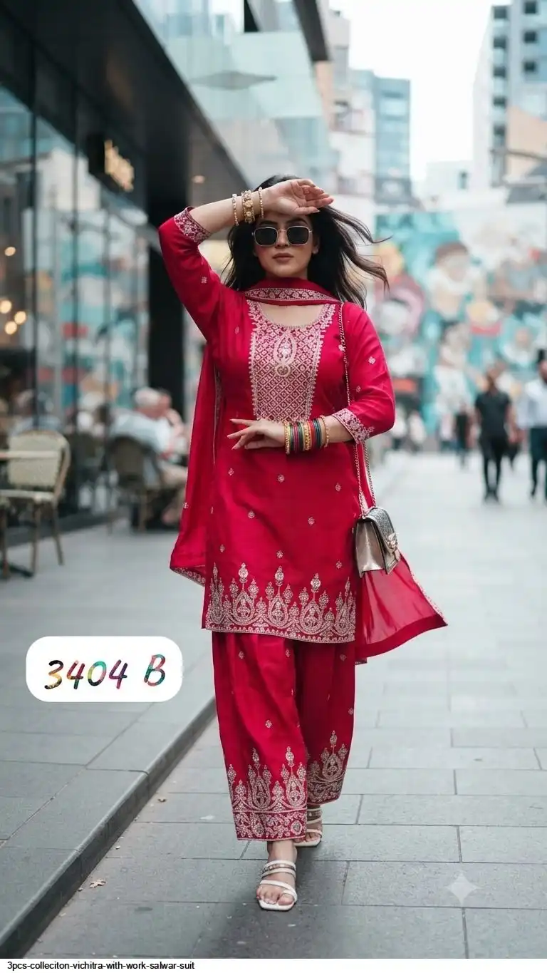 3PCS COLLECITON VICHITRA WITH WORK SALWAR SUIT C
