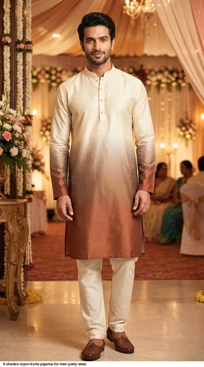 4 SHADES RAYON KURTA PAJAMA FOR MEN PARTY WEAR A