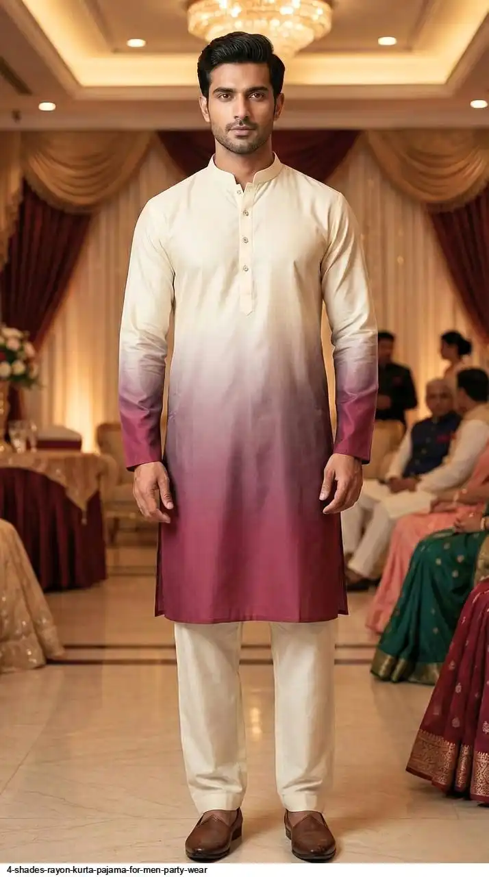 4 SHADES RAYON KURTA PAJAMA FOR MEN PARTY WEAR D